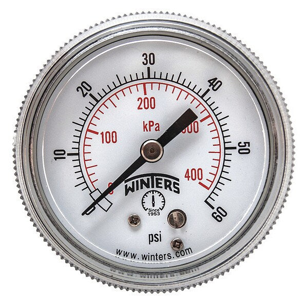 Pressure Gauge, 0 to 60 psi, 1/8 in MNPT, Black