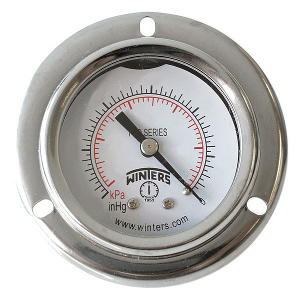 Pressure Gauge, 0 to 30 psi, 1/8 in MNPT, Silver