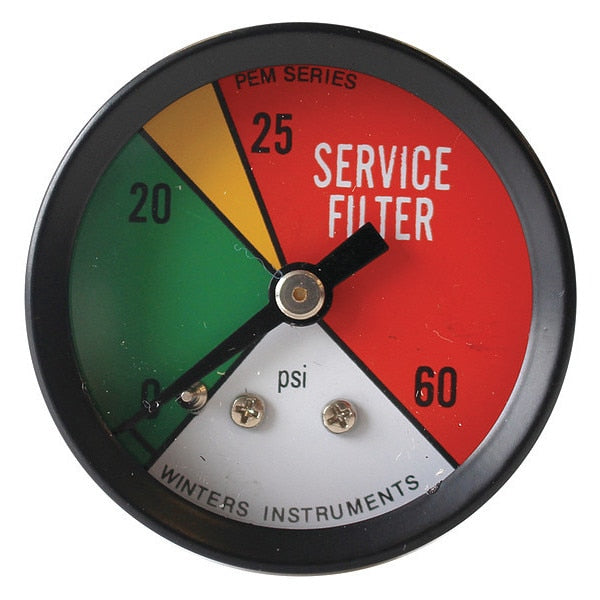 Pressure Gauge, 0 to 60 psi, 1/8 in MNPT, Black