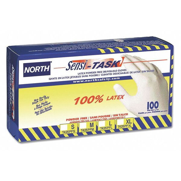 Disposable Gloves, Powder Free, White, S, 100 PK