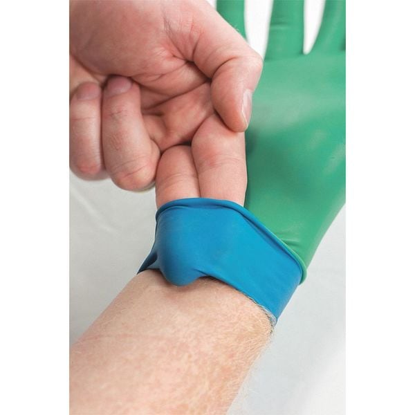Chemical Resistant Disposable Cleanroom Gloves, Nitrile, Powder Free, Teal, Blue, L, 500 PK