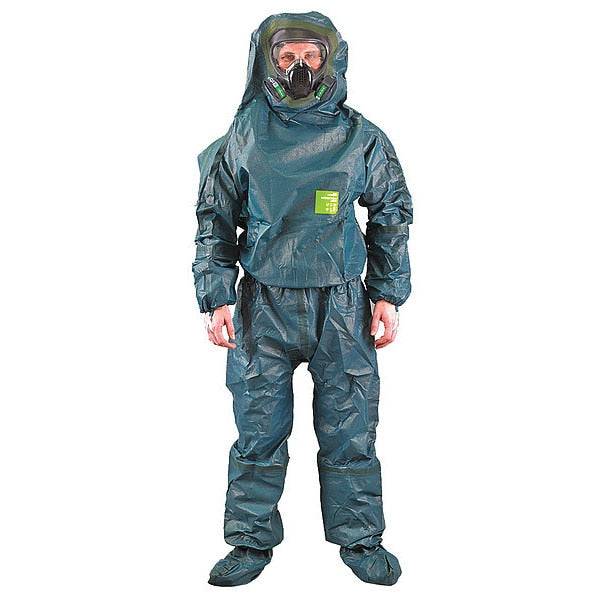 Hooded Coveralls, Knit Cuff, M, Green