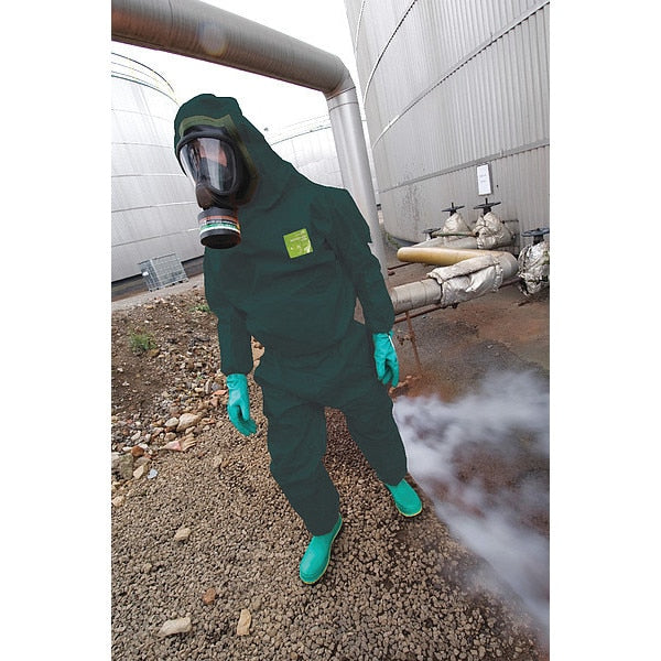 Hooded Coveralls, Knit Cuff, M, Green