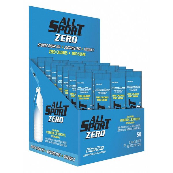 Sports Drink Mix, Blue Raz Flavor, PK50