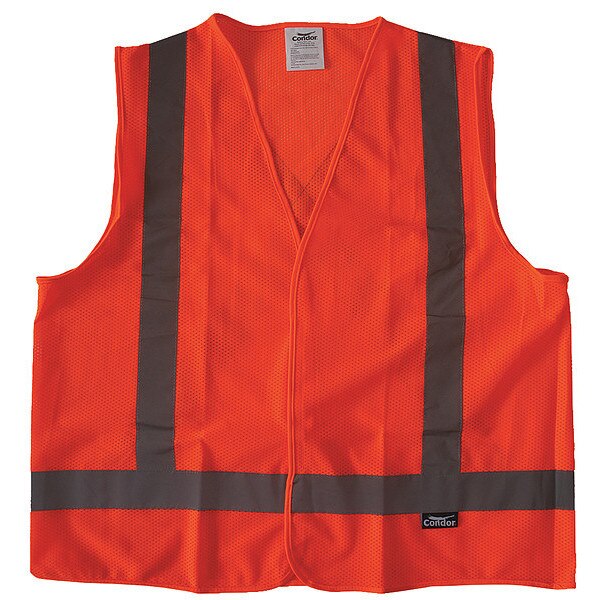 Safety Vest, Orange/Red, X-L, Hook-and-Loop
