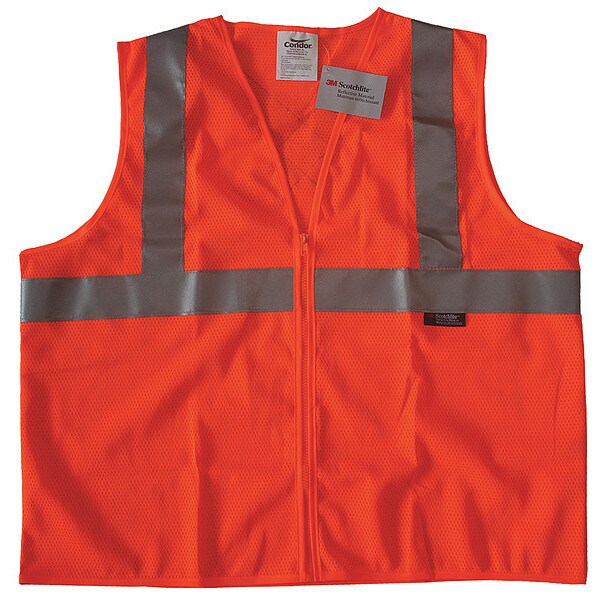 Safety Vest, Orange/Red, L, Zipper