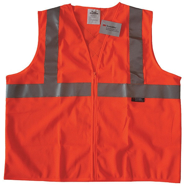 Safety Vest, Orange/Red, M, Zipper