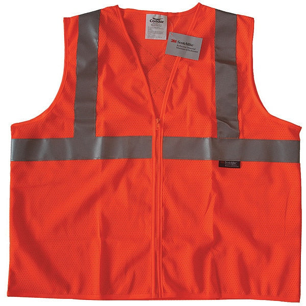Safety Vest, Orange/Red, XL, Zipper