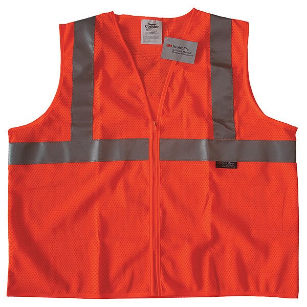 Safety Vest, Orange/Red, 2XL, Zipper