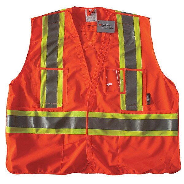 Safety Vest, Orange/Red, 4XL/5XL, Polyester