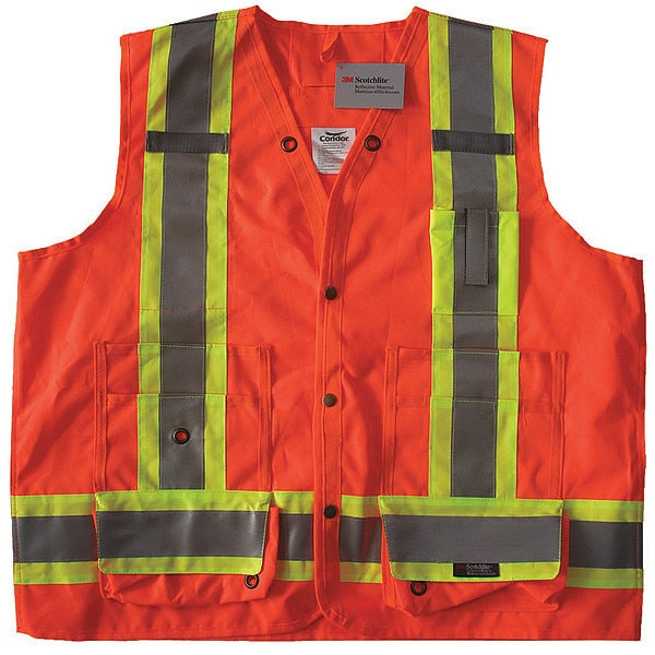 Safety Vest, Orange/Red, XL, Snap