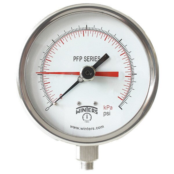 Pressure Gauge, 0 to 160 psi, 1/4 in MNPT, Silver