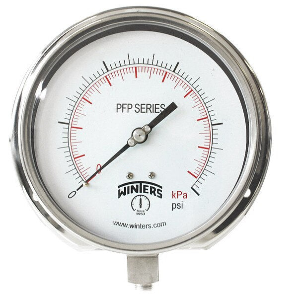 Pressure Gauge, 0 to 600 psi, 1/4 in MNPT, Silver