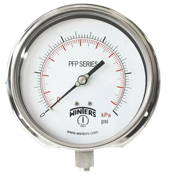 Pressure Gauge, 0 to 160 psi, 1/4 in MNPT, Silver