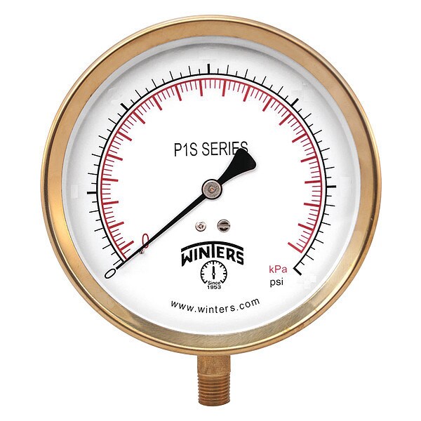 Pressure Gauge, 0 to 75 ft H2O, 1/4 in MNPT, Gray