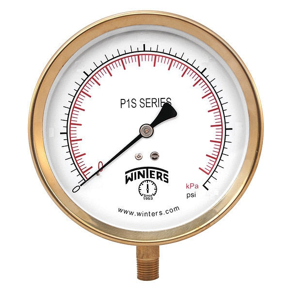 Pressure Gauge, 0 to 160 psi, 1/4 in MNPT