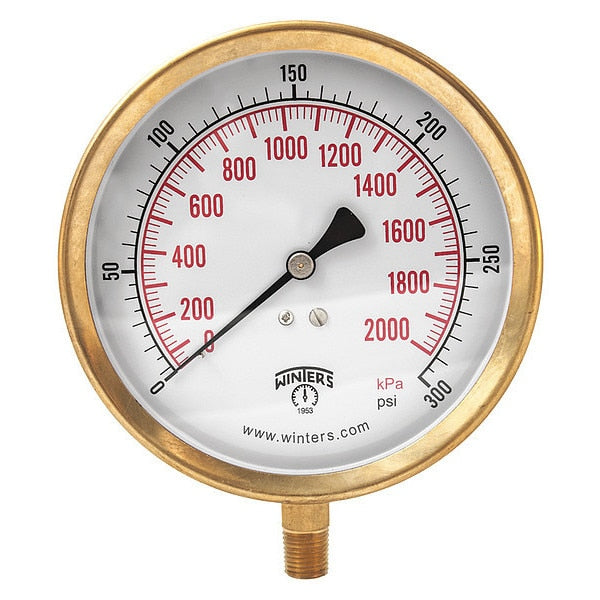 Pressure Gauge, 0 to 300 psi, 1/4 in MNPT, Gray