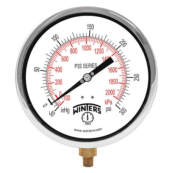 Compound Gauge, -30 to 0 to 300 psi, 1/4 in MNPT
