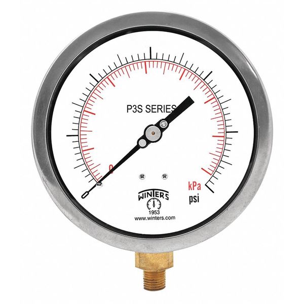 Compound Gauge, -30 to 0 to 30 psi, 1/4 in MNPT, Black