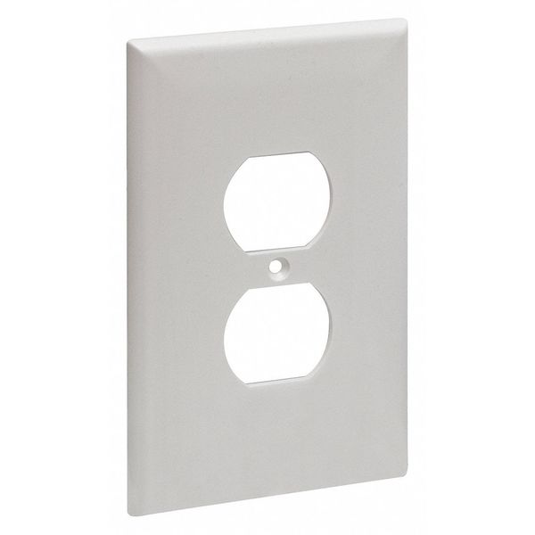 Jumbo Duplex Receptacle Wall Plates, Number of Gangs: 1 High Impact Plastic, Smooth Finish, White