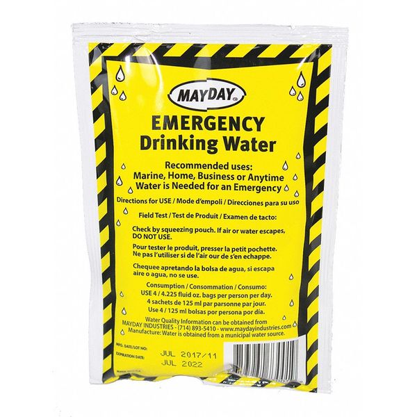 Emergency Drinking Water Pouch, 4.22 oz, Pack of 100