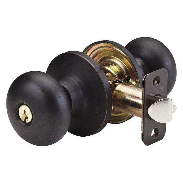 Knob Lockset, Biscuit Style, Aged Bronze