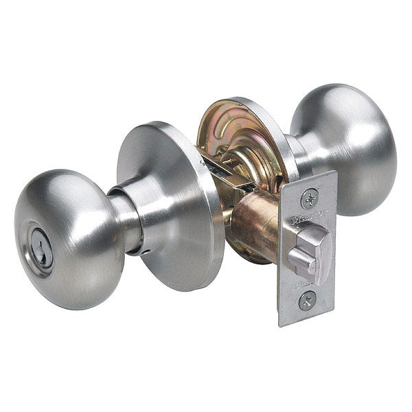 Knob Lockset, Biscuit Style, Satin Nickel