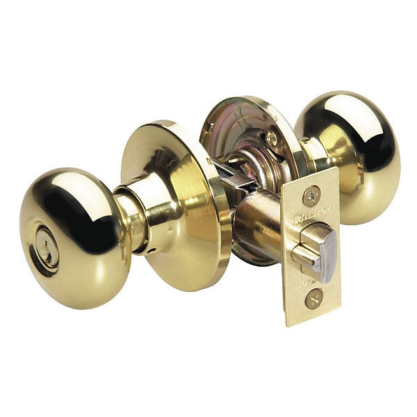 Knob Lockset, Biscuit Style, Polished Brss
