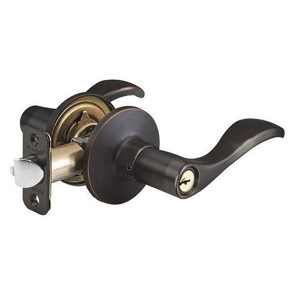 Lever Lockset, Aged Bronze, Wave Style