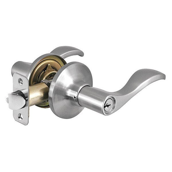 Lever Lockset, Satin Nickel, Wave Style