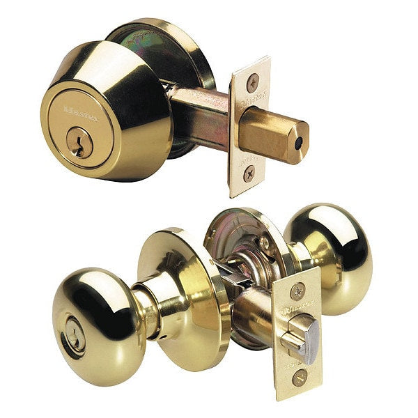Knob Lockset, Biscuit Style, Polished Brss
