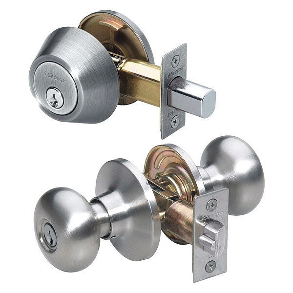 Knob Lockset, Biscuit Style, Satin Nickel