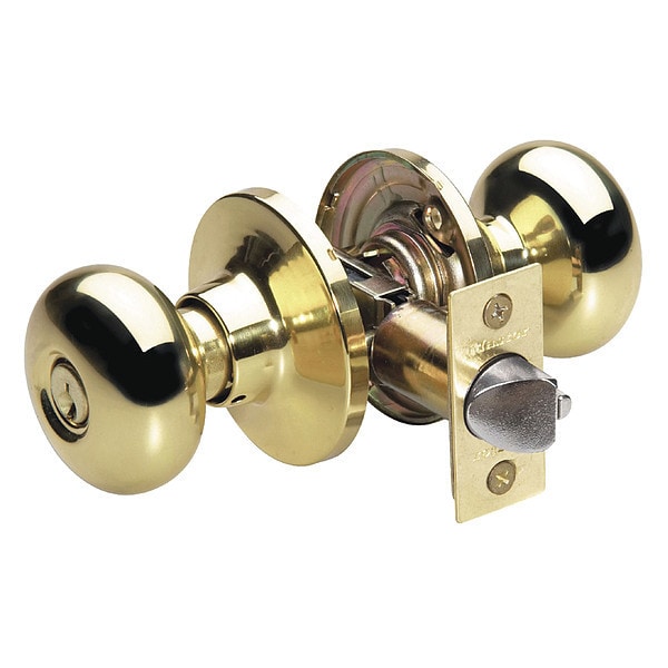 Knob Lockset, Biscuit Style, Polished Brss