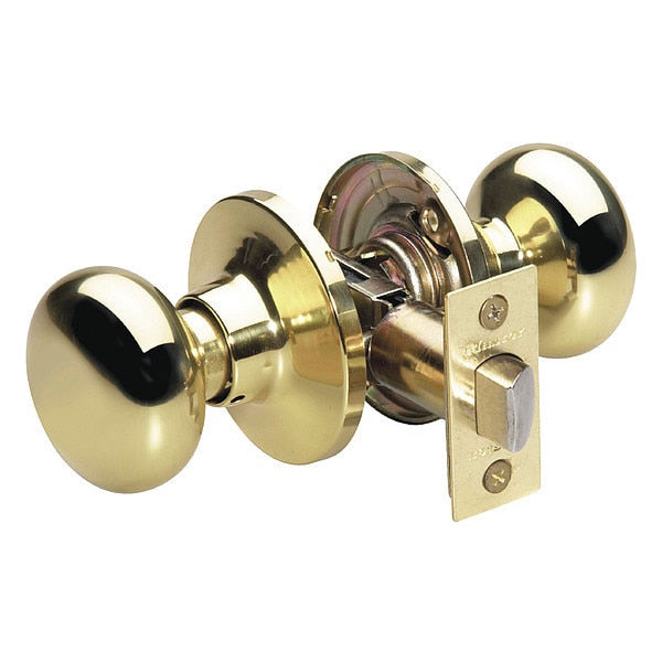 Knob Lockset, Biscuit Style, Polished Brss