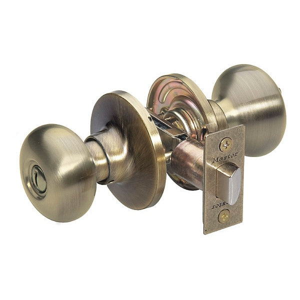 Knob Lockset, Biscuit Style, Antique Brass