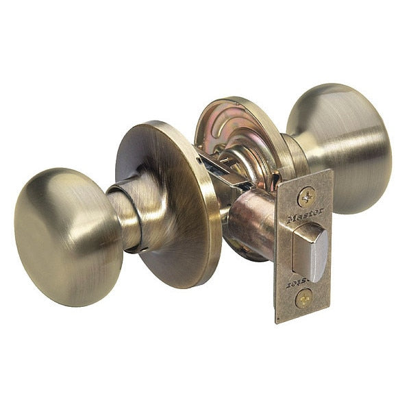 Knob Lockset, Biscuit Style, Antique Brass