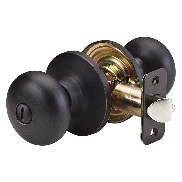 Knob Lockset, Biscuit Style, Aged Bronze