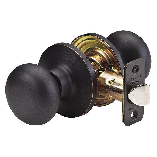 Knob Lockset, Biscuit Style, Aged Bronze