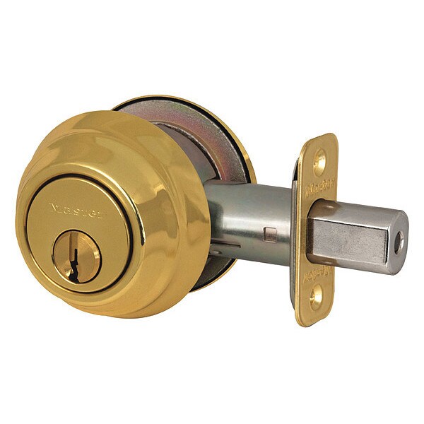 Deadbolt, Polished Brass, Double Cylinder