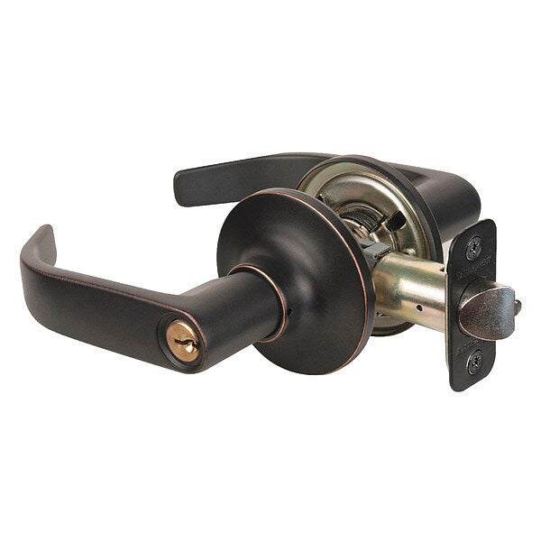 Lever Lockset, Aged Bronze, Return Style