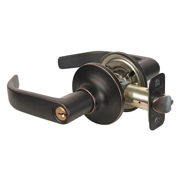 Lever Lockset, Aged Bronze, Return Style