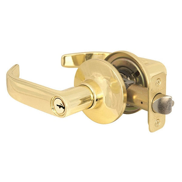 Lever Lockset, Bright Brass, Return Style