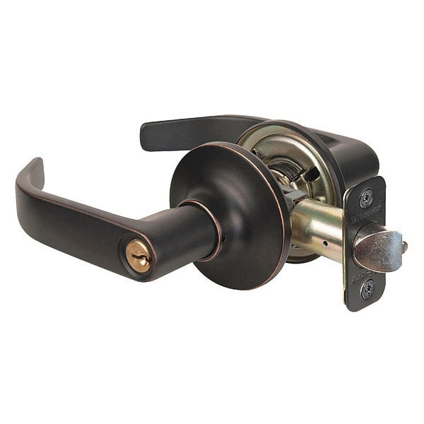 Lever Lockset, Aged Bronze, Return Style