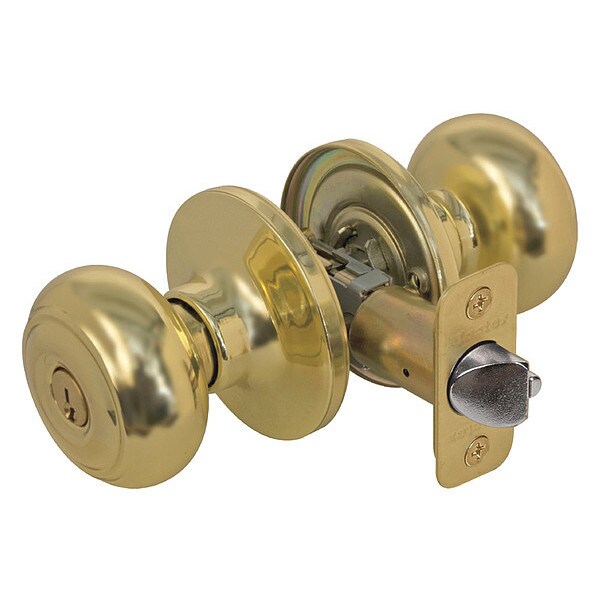 Knob Lockset, Rusk Style, Polished Brass