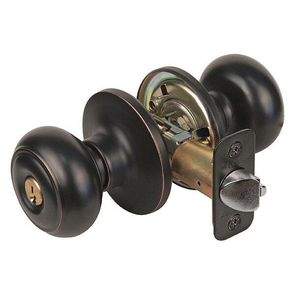Knob Lockset, Rusk Style, Aged Bronze
