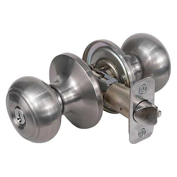 Knob Lockset, Rusk Style, Satin Nickel