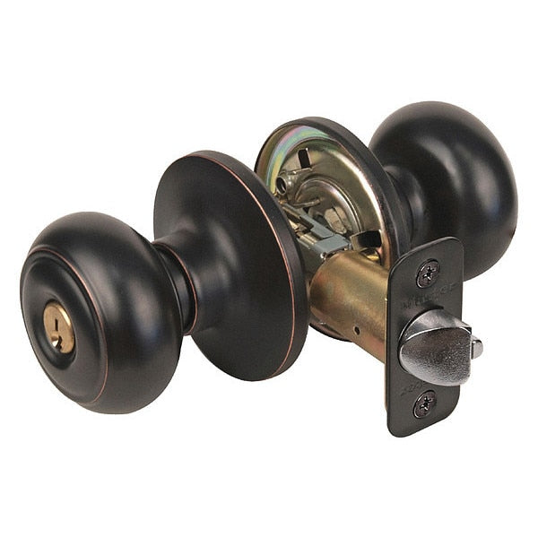 Knob Lockset, Rusk Style, Aged Bronze
