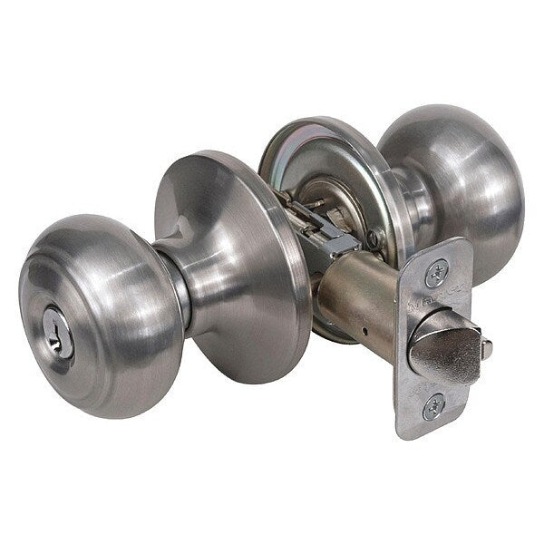 Knob Lockset, Rusk Style, Satin Nickel