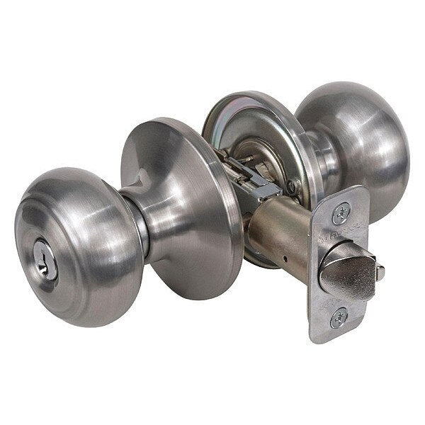 Knob Lockset, Rusk Style, Satin Nickel
