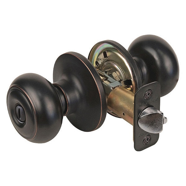 Knob Lockset, Rusk Style, Aged Bronze